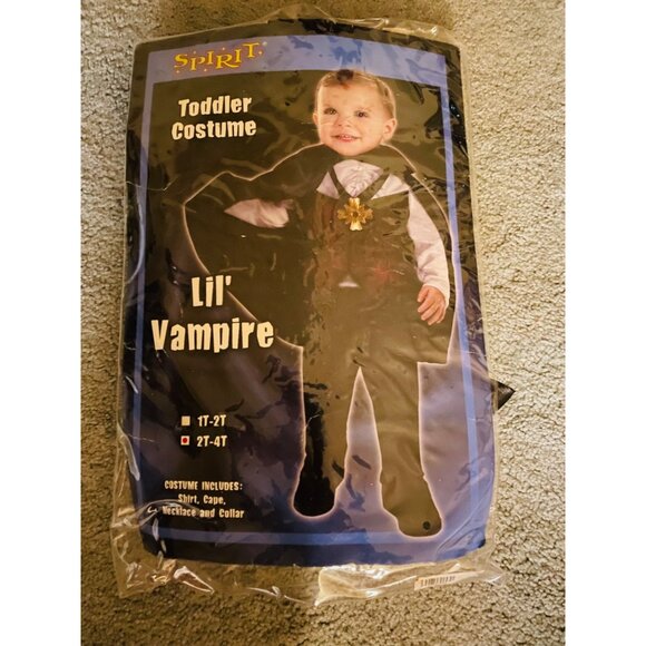 Spirit Toddler Lil Vampire Costume Shirt Cape Necklace & Collar Size 2T-4T. Inc - Picture 3 of 4